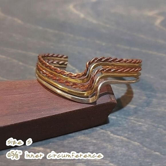 Vtg mixed metal wire cuff bracelet - Picture 1 of 9